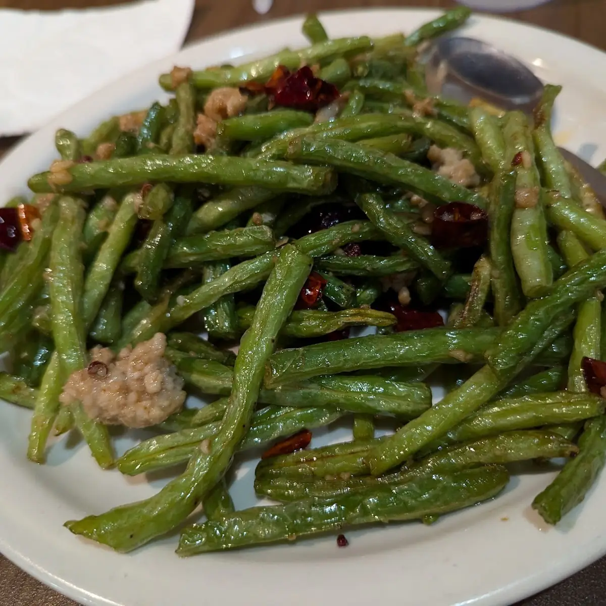 string bean with minced pork 干煸四季豆